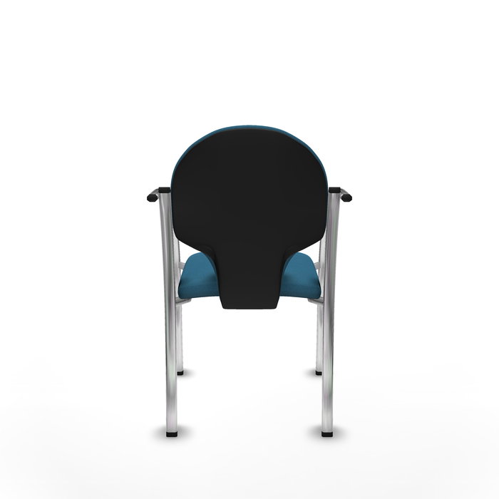 Silla Hellín tapizada con Tela color Verde petróleo. Brazos fijos