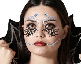 Atosa Tatouage facial de squelettes d'oiseaux avec effet symétrique