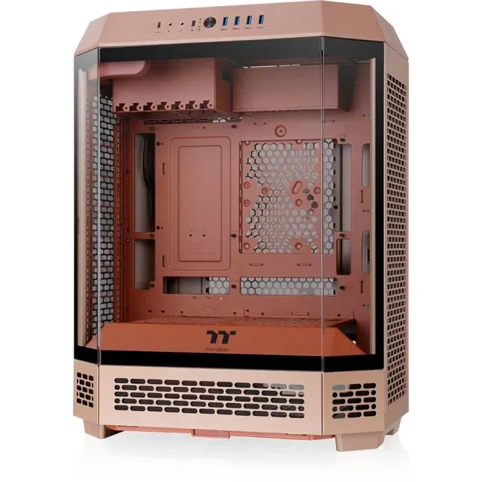 Thermaltake The Tower 600 Boîtier PC Moyen Tour ATX - 3 Panneaux en Verre Trempé, 2 Ventilos 140mm, Port USB Type-C, Couleur Sable Gravel