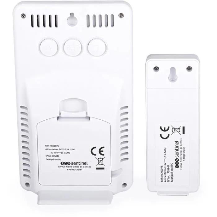 SCS SENTINEL - Station météo sans fil MeteoColor HCN0076 avec sonde extérieure - Portée 60 m - Affichage couleur - Blanc