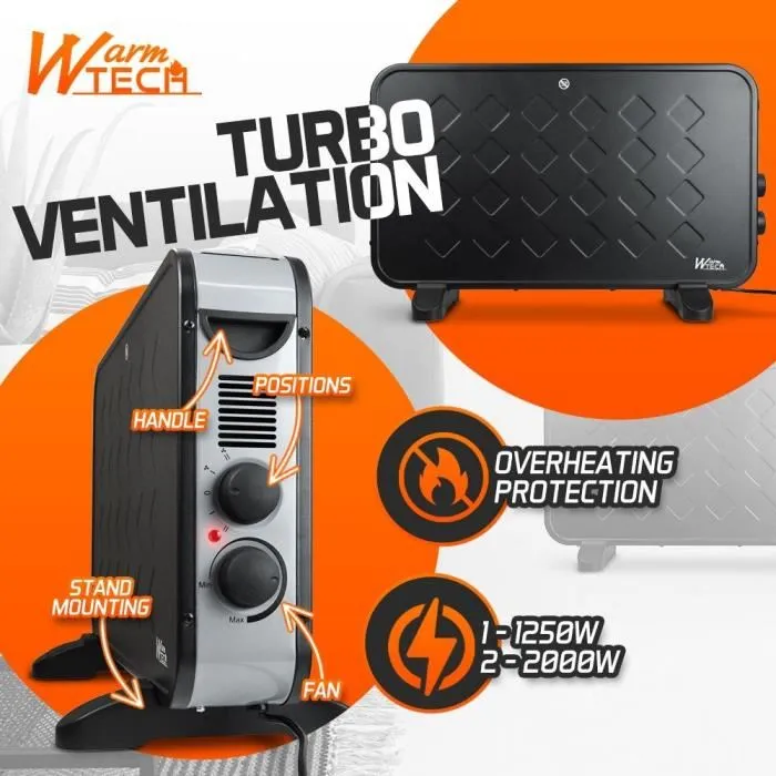 Warm Tech WTTC2000TV-BL25 Convecteur mobile avec soufflerie 2000 W Noir Warm Tech WTTC2000TV-BL25 Convecteur mobile avec soufflerie 2000 W Noir