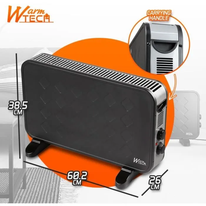 Warm Tech WTTC2000TV-BL25 Convecteur mobile avec soufflerie 2000 W Noir Warm Tech WTTC2000TV-BL25 Convecteur mobile avec soufflerie 2000 W Noir