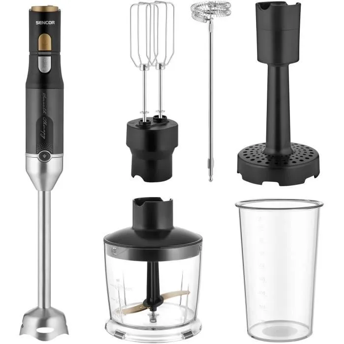Sencor Mixeur plongeant SHB 6442BK 6 en 1 - 1200 W - Noir