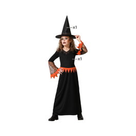 Atosa Déguisement de Sorcière pour Enfant avec Robe Longue Orange et Chapeau