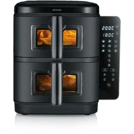 Severin FR9598 Friteuse sans huile AirFryer à double cuve, 11 L, 9 programmes, écran tactile, 2600 W, cuisson à air chaud 360°