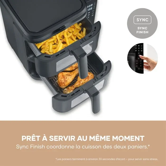 Severin FR9598 Friteuse sans huile AirFryer à double cuve, 11 L, 9 programmes, écran tactile, 2600 W, cuisson à air chaud 360°