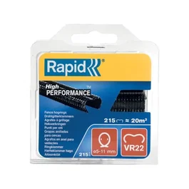 Rapid Agrafes VR22 Noires - Lot de 215 agrafes pour clôture fil 5-11 mm - Compatibles pinces à grillage FP20 et FP222