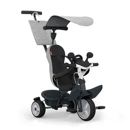Smoby - Tricycle évolutif 3 en 1 Baby Driver Gris, pour enfants de 10 mois à 3 ans, avec harnais de sécurité et poignée parentale