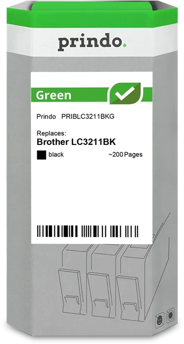 Prindo Green Cartouche d'encre noir compatible Brother LC3211BK Prindo Green Cartouche d'encre noir compatible Brother LC3211BK