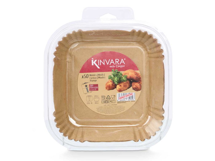KINVARA Lot de 50 moules en papier carrés pour friteuse à air KINVARA Lot de 50 moules en papier carrés pour friteuse à air