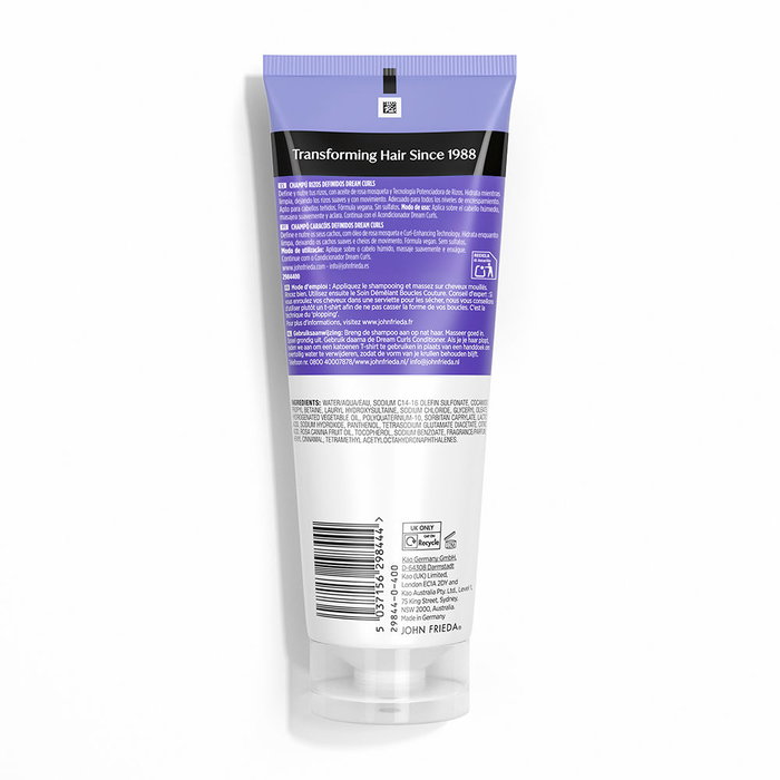 John Frieda Frizz Ease Dream Curls - Shampoing Définissant Boucles 250 ml - Hydratation, Nutrition, Sans Sulfates - Pour Boucles et Ondulations