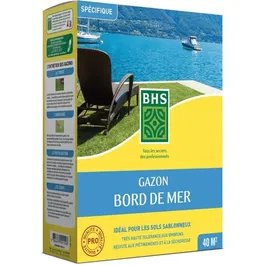 BHS Gazon Bord de Mer 1kg pour 40m2 - Semences résistantes au vent, à la sécheresse et à la salinité, idéales bord de mer