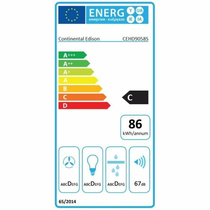 Continental Edison Hotte décorative inox CEHD9058S - 90 cm