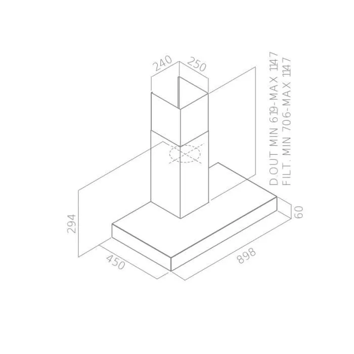 CONTINENTAL EDISON CEHD9058S - Hotte décorative inox 90 cm - Puissance d'évacuation 581 m3/h - 3 vitesses - Fonction recyclage/évacuation - Éclairage LED