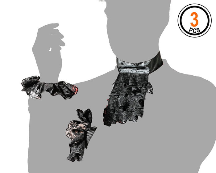 Accessoire Déguisement Set Vampires Noire avec Col Gothique Élégant pour Halloween ou Fête Déguisée