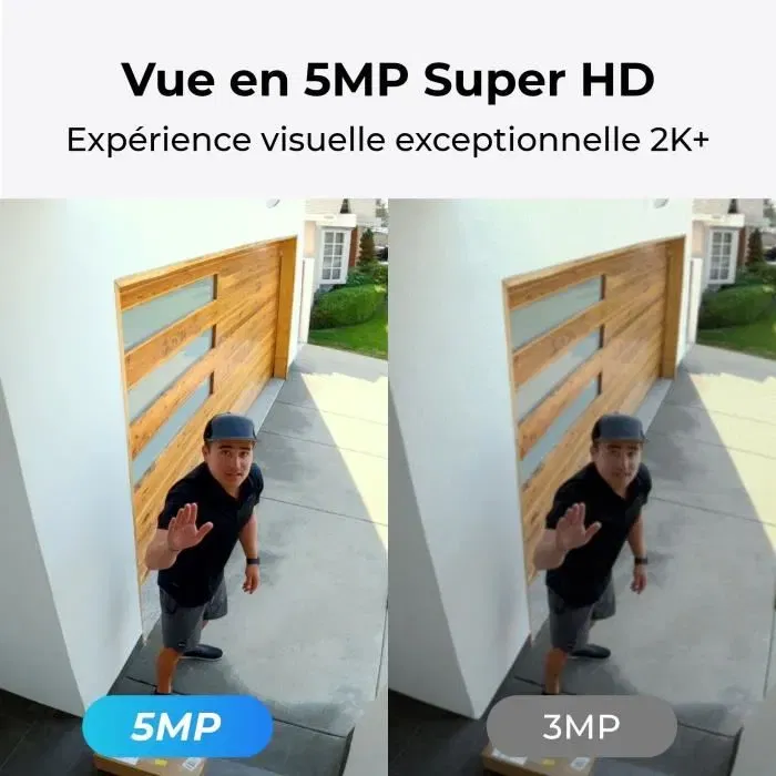 Reolink B430 - Caméra extérieure de surveillance 5MP (2880x1620) avec panneau solaire, vision nocturne, détection intelligente et compatibilité Google Assistant & Alexa - Blanc