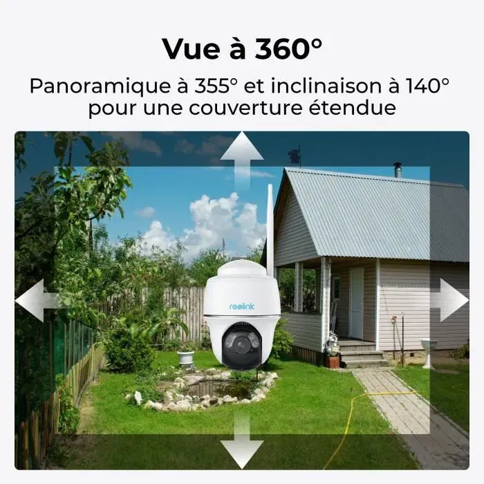 Reolink B430 - Caméra extérieure de surveillance 5MP (2880x1620) avec panneau solaire, vision nocturne, détection intelligente et compatibilité Google Assistant & Alexa - Blanc