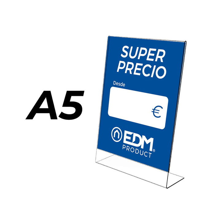 Compossar Expositor en métacrylate incliné A5 transparent 14,8 x 21 cm épaisseur 3 mm