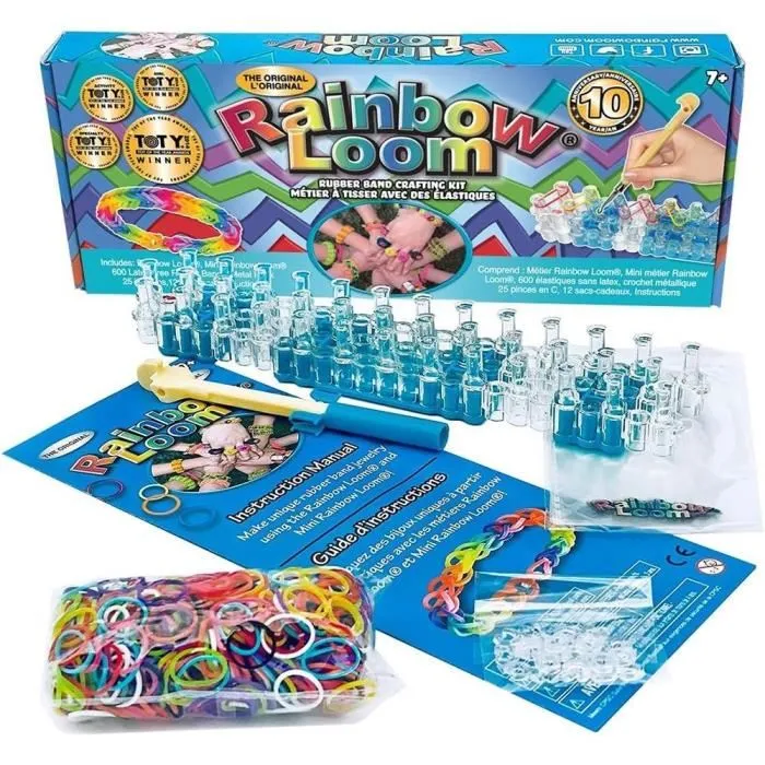 Rainbow Loom Kit Original par Bandai - Métier à tisser pour bracelets élastiques - 600 élastiques inclus - Ref: CD00001 Rainbow Loom Kit Original par Bandai - Métier à tisser pour bracelets élastiques - 600 élastiques inclus - Ref: CD00001