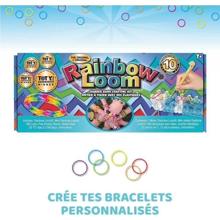 Rainbow Loom Kit Original par Bandai - Métier à tisser pour bracelets élastiques - 600 élastiques inclus - Ref: CD00001 Rainbow Loom Kit Original par Bandai - Métier à tisser pour bracelets élastiques - 600 élastiques inclus - Ref: CD00001