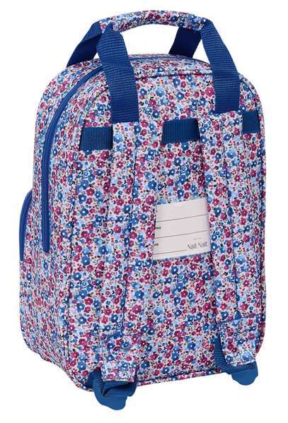 Safta Mochila infantil Nait Nait "Flores Coimbra Azul" 20x28x8 cm, sac à dos pour enfant à partir de 3 ans