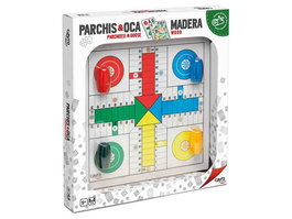 Cayro Parchis - Jeu de plateau en bois pour 4 joueurs - Version espagnole - Avec accessoires - Dimensions 33x33 cm