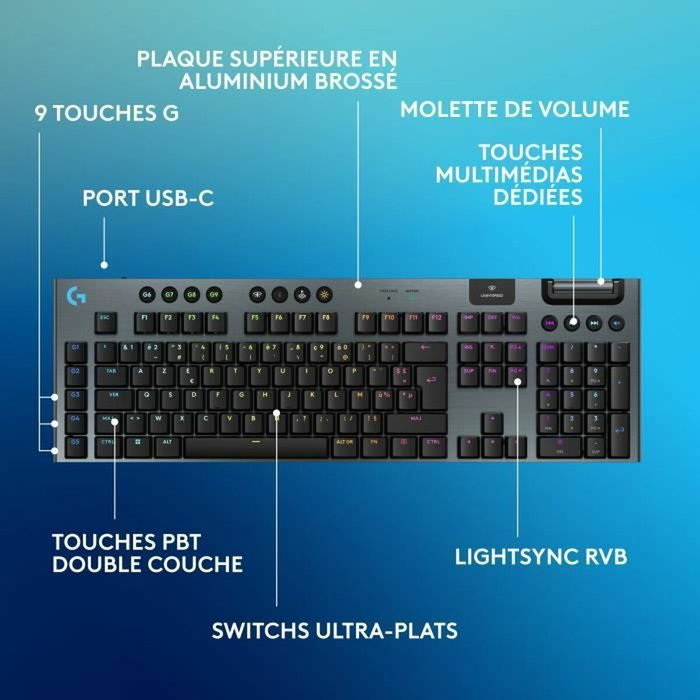 Logitech G G915 X Clavier Gamer Sans Fil Switch Clicky Noir AZERTY