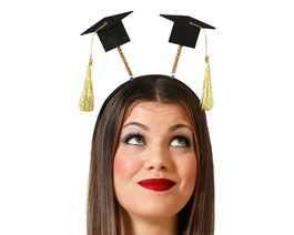 Atosa Serre-tête de Graduation Noir avec Mortiers et Glands Dorés