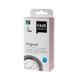 Fair Squared - Préservatifs en latex naturel 100%, commerce équitable, végan - Lot de 10 unités (200 mm, 54 mm)