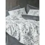 Parure de lit en satin de coton 100%, housse de couette 220 x 240 cm + 2 taies d'oreiller 60 x 60 cm, gris, 210 fils