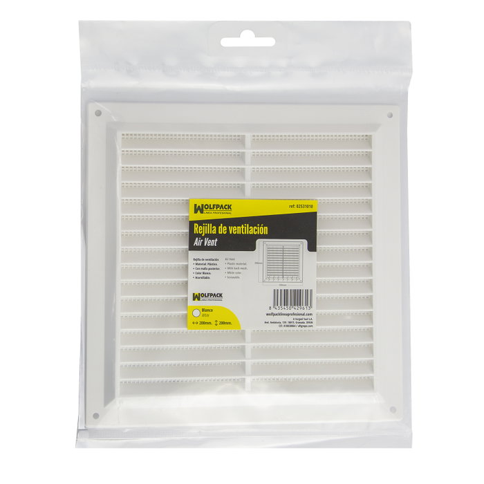 WOLFPACK LINEA PROFESIONAL Grille de ventilation en plastique avec maille postérieure 20x20 cm