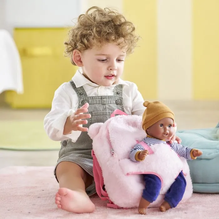 Corolle - Sac à dos porte-poupée, Peluche rose 30 cm, Transports et jeux d'aventure, Pour enfant dès 3 ans