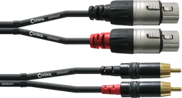 Cordial CFU 1.5 FC Câble double non équilibré 2x XLR femelle à 2x RCA, 1,5 m