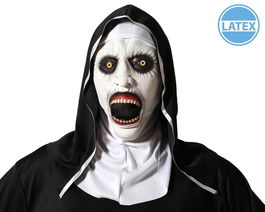 Masque de nonne en latex aspect effrayant pour Halloween - Accessoire de déguisement d'horreur