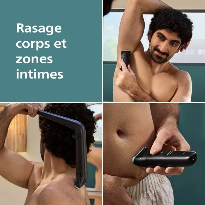 Philips BG5475/15 Series 5000 Tondeuse corps pour homme avec 3 hauteurs de coupe, sabots bidirectionnels, 100 min d'autonomie et étanche