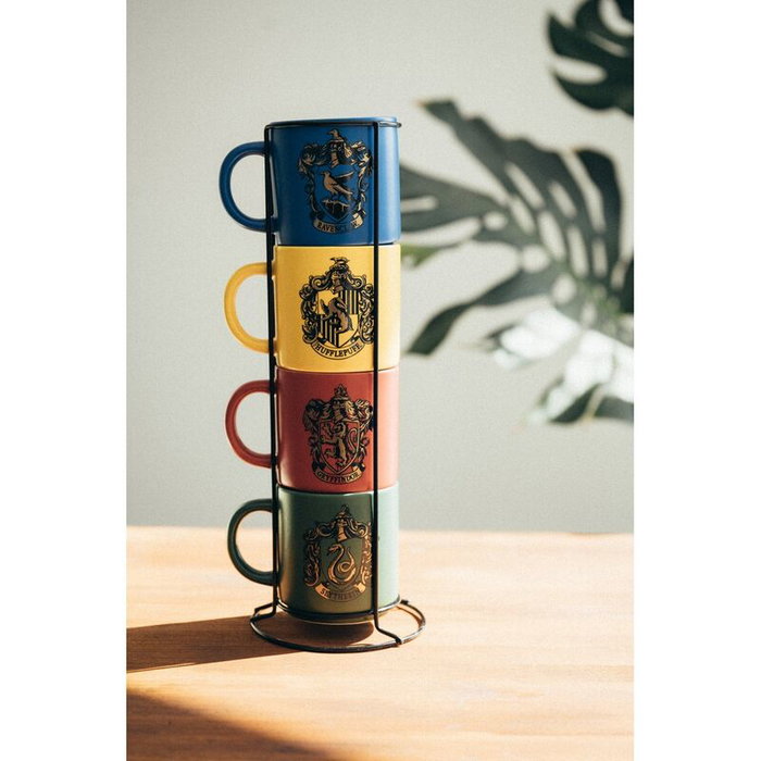 ERIK - Set de 4 tasses Harry Potter 300ml - Porcelaine - Lavable au lave-vaisselle et micro-ondes - 9 cm de hauteur