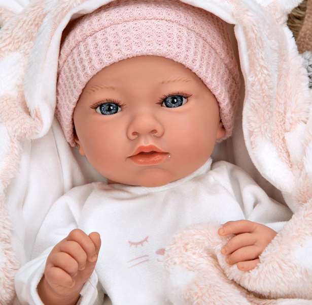 Muñecas Arias Muñeca Elegance Aria Rosa 38 cm - Poupée poids avec corps en vinyle et couverture - Fille