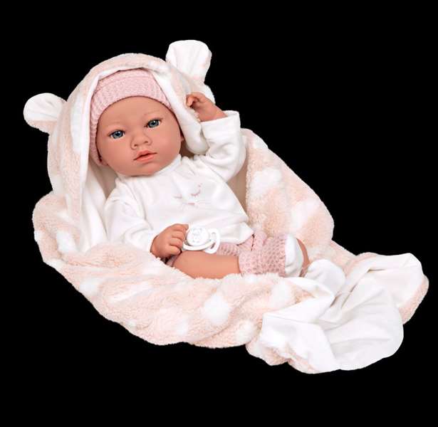 Muñecas Arias Muñeca Elegance Aria Rosa 38 cm - Poupée poids avec corps en vinyle et couverture - Fille