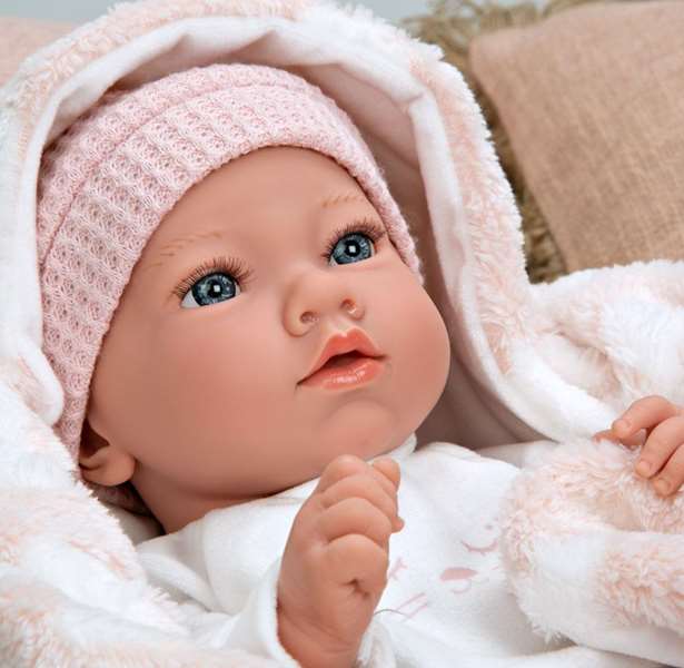 Muñecas Arias Muñeca Elegance Aria Rosa 38 cm - Poupée poids avec corps en vinyle et couverture - Fille