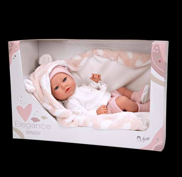 Muñecas Arias Muñeca Elegance Aria Rosa 38 cm - Poupée poids avec corps en vinyle et couverture - Fille