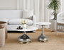 GINER Y COLOMER Lot de 2 tables basses avec plateau en marbre circulaire