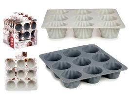 Kinvara Moule en Silicone pour 9 Muffins Assortis 22x22x3 cm Gris Clair/Gris Foncé Lot Aléatoire (Set de 12)