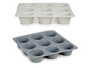 Kinvara Moule en Silicone pour 9 Muffins Assortis 22x22x3 cm Gris Clair/Gris Foncé Lot Aléatoire (Set de 12)