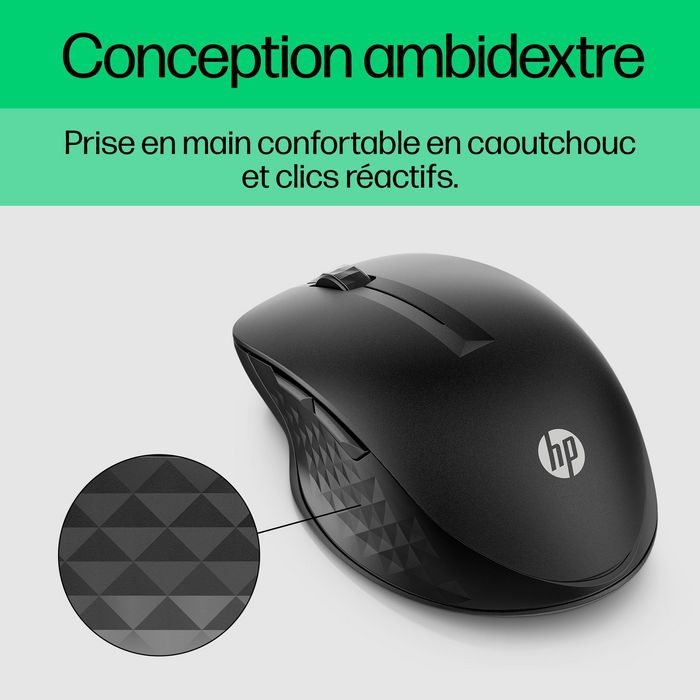 HP Souris sans fil 430 - Souris ergonomique multi-périphériques avec capteur multi-surface, boutons programmables et autonomie 24 mois