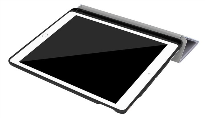 Elbe FU-004 Funda iPad 10.2" 2020, Housse de Protection en TPU et Tissu PU Résistante avec Compartiment pour Apple Pencil, Couleur Argentée