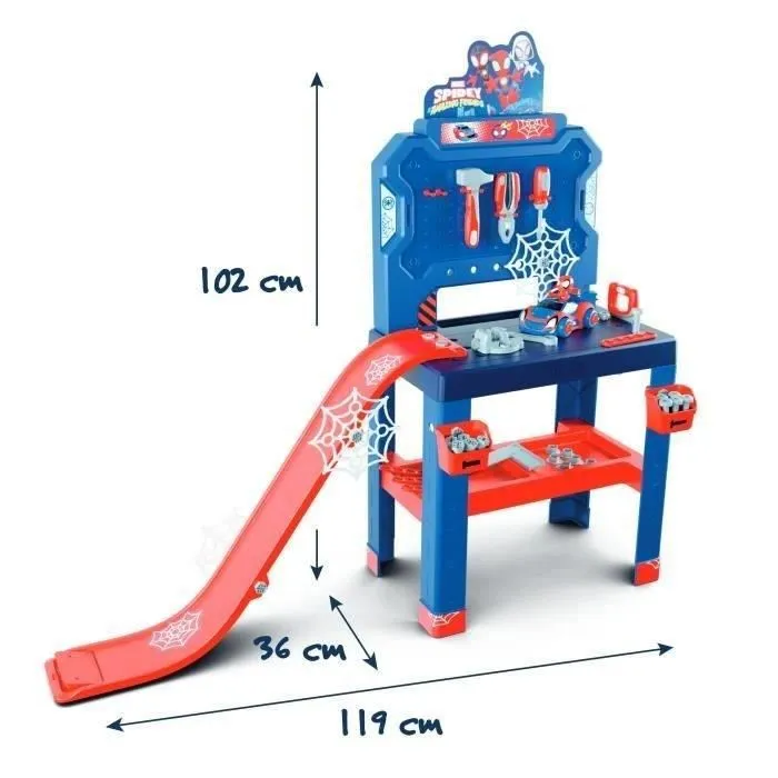 Smoby - Établi de Bricolage Bricolo Center Spidey et ses amis extraordinaires - Jouet Enfant 3 ans et plus avec 90 Accessoires - Fabrication Française