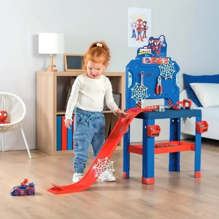 Smoby - Établi de Bricolage Bricolo Center Spidey et ses amis extraordinaires - Jouet Enfant 3 ans et plus avec 90 Accessoires - Fabrication Française