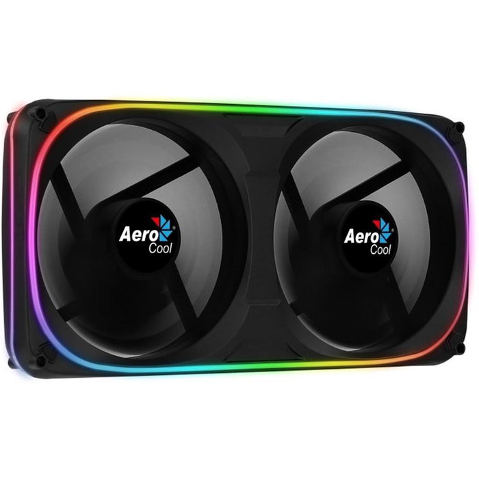 Aerocool Astro ARGB Ventilateur 240mm Double 12cm ARGB LED Support Antivibration Noir - ASTRO24
