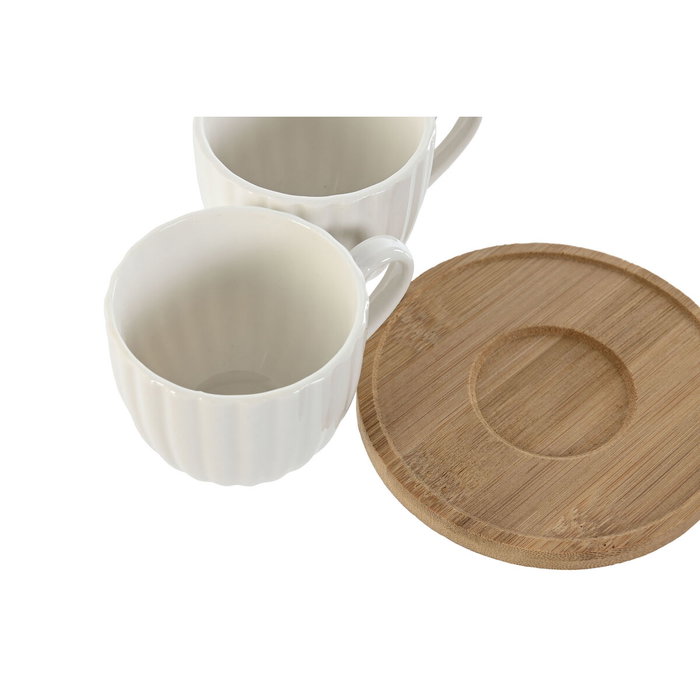 Home ESPRIT Jeu de 6 tasses avec plat Blanc Bambou Porcelaine 90 ml Home ESPRIT Jeu de 6 tasses avec plat Blanc Bambou Porcelaine 90 ml