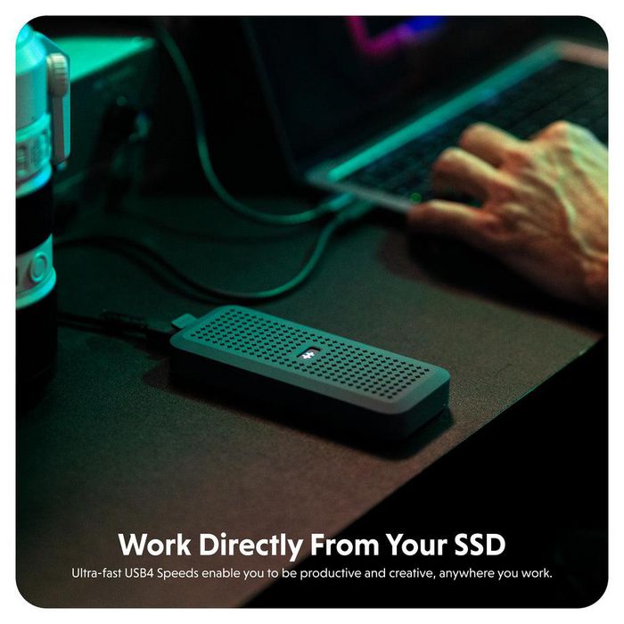 Hyper HD5001G - Boîtier SSD USB4 40Gbps pour M.2 NVMe PCIe 3/4 jusqu'à 4TB - 140x60x21mm - 260g Hyper HD5001G - Boîtier SSD USB4 40Gbps pour M.2 NVMe PCIe 3/4 jusqu'à 4TB - 140x60x21mm - 260g